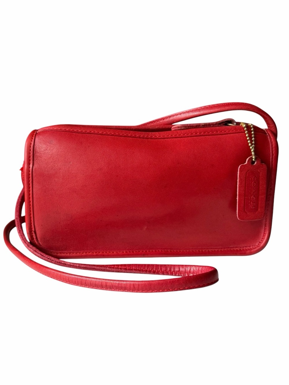 Vintage Coach 9655 Small Zippered Pouch Red NYC USA Crossbody Bag